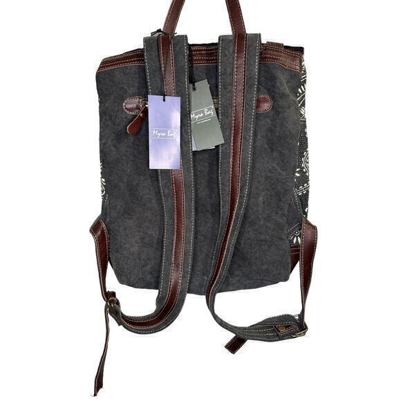 NWT Myra Bags Vibe with me Backpack Spiral Pattern Cowhide Trim - Picture 6 of 8